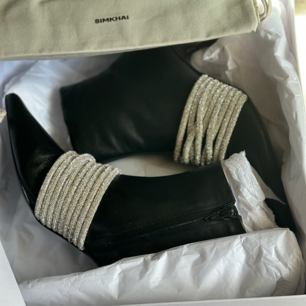 SIMKHAI
Women's Lian Strappy Embellished Pointed Toe High Heel Boots